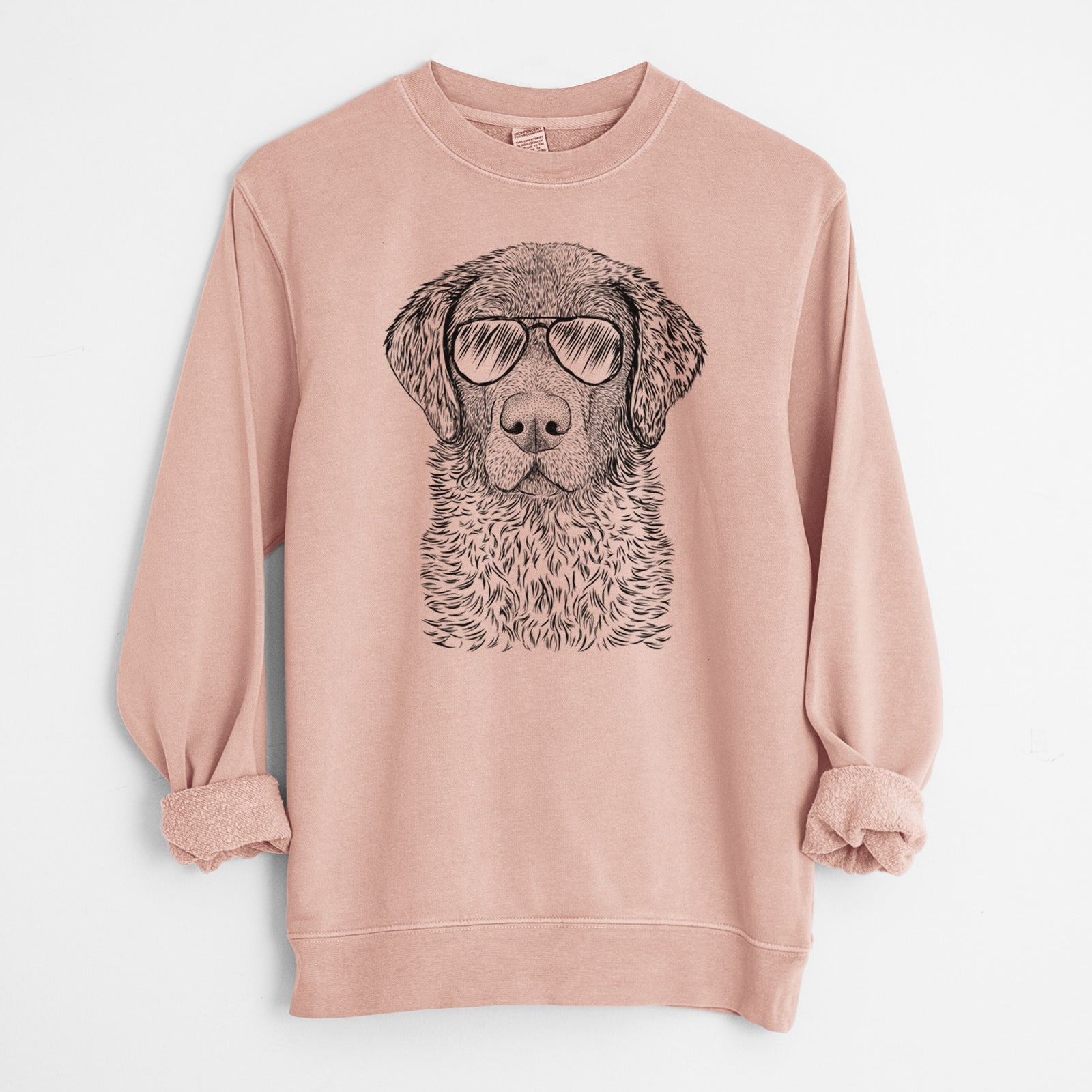 Aviator Whiskey the Chocolate Lab - Unisex Pigment Dyed Crew Sweatshirt