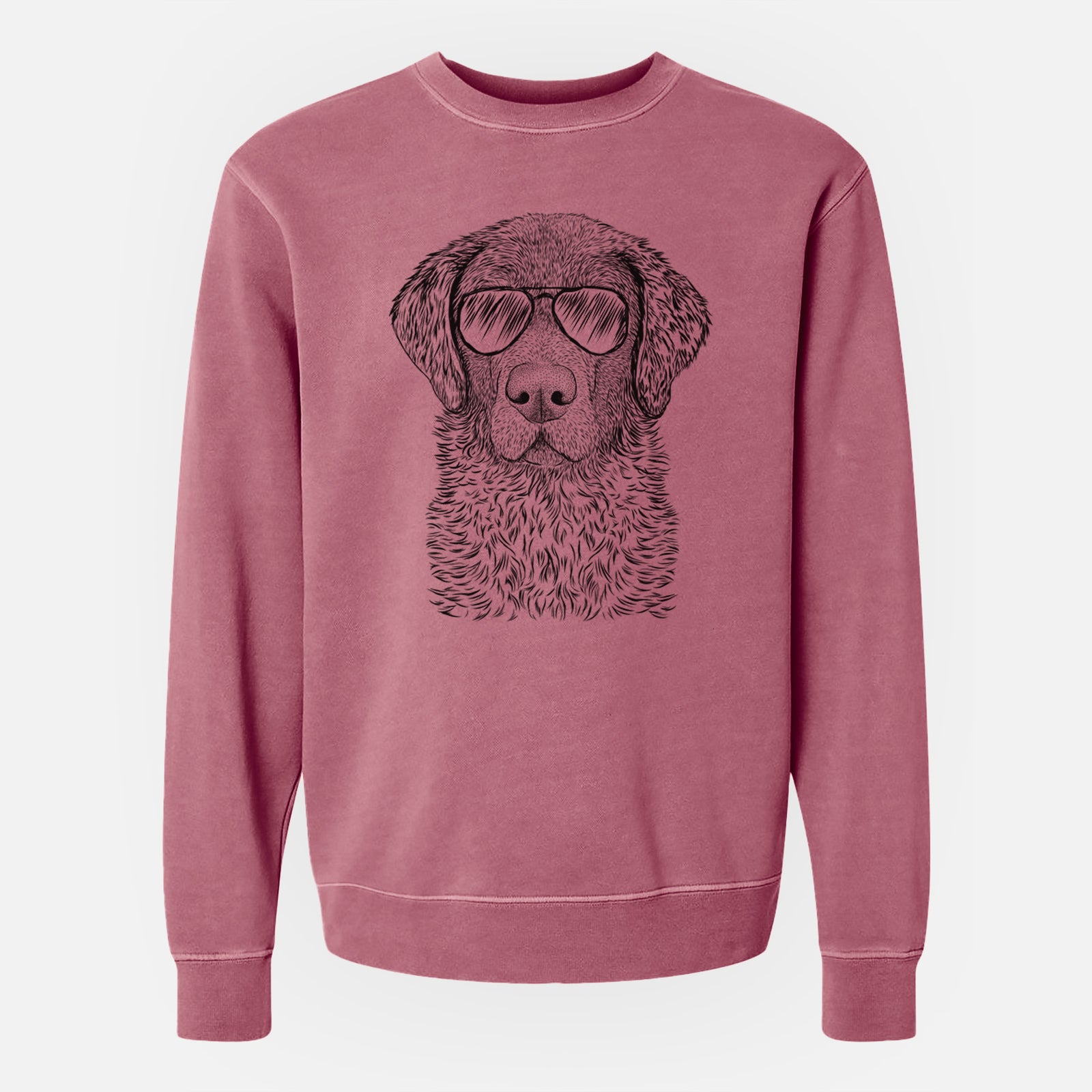 Aviator Whiskey the Chocolate Lab - Unisex Pigment Dyed Crew Sweatshirt