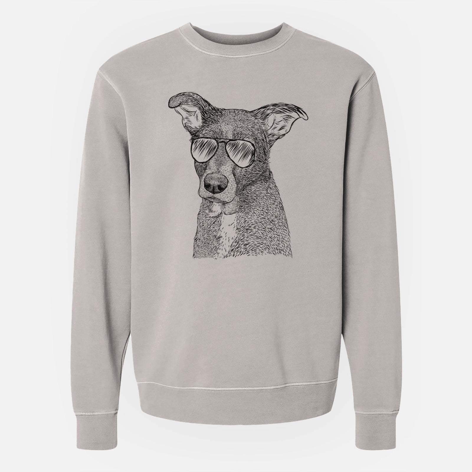 Aviator Wilbur the Shepherd Mix - Unisex Pigment Dyed Crew Sweatshirt