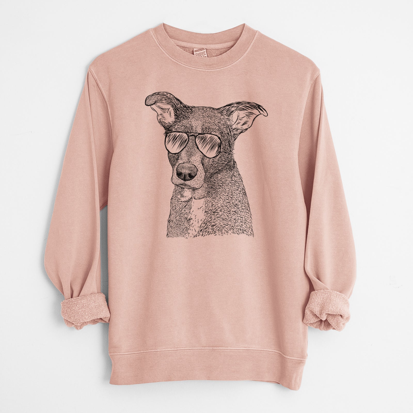 Aviator Wilbur the Shepherd Mix - Unisex Pigment Dyed Crew Sweatshirt
