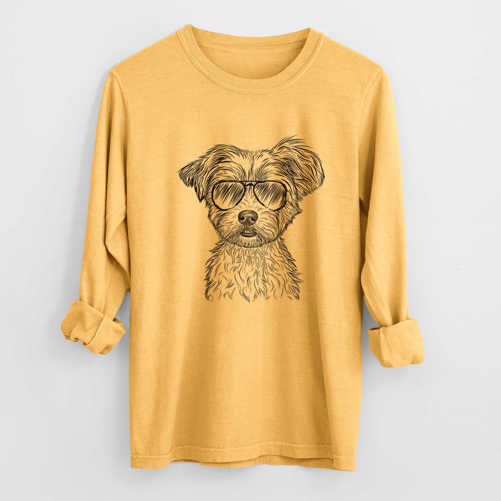 Aviators William Mitchell Newman the Yorkshire Terrier - Heavyweight 100% Cotton Long Sleeve