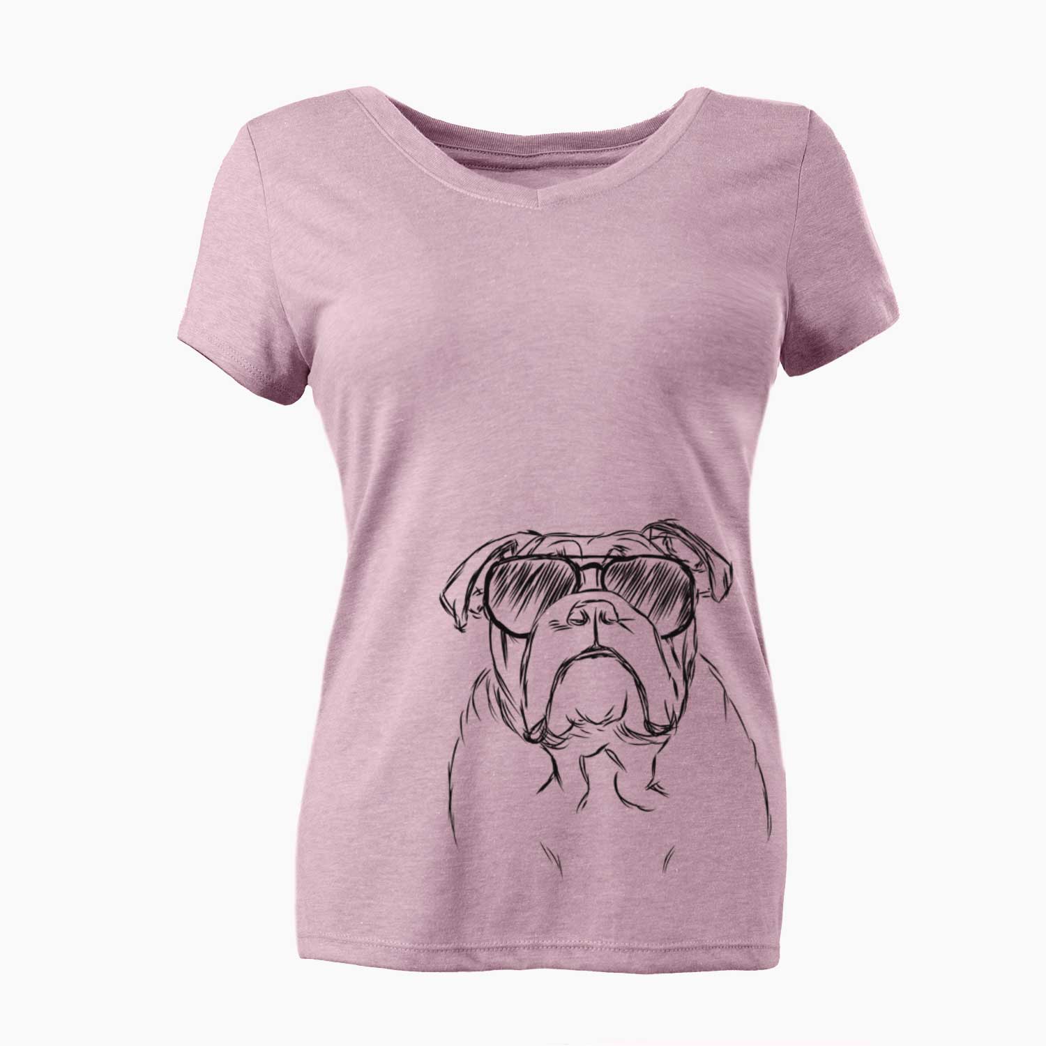 Aviator Winston the English Bulldog - Women's V-neck Shirt