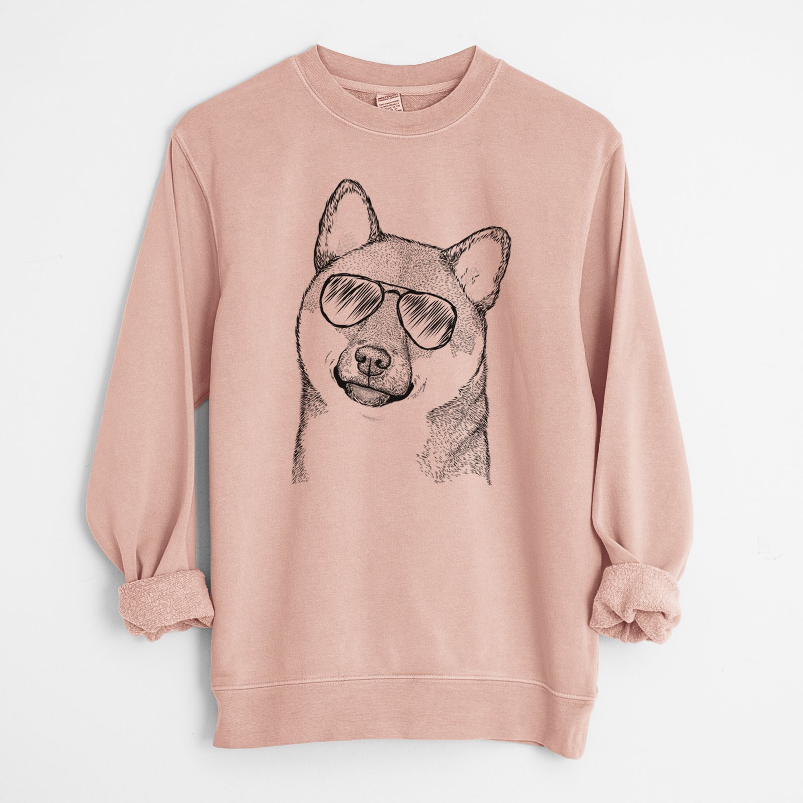 Aviator Yakuza the Shiba Inu - Unisex Pigment Dyed Crew Sweatshirt