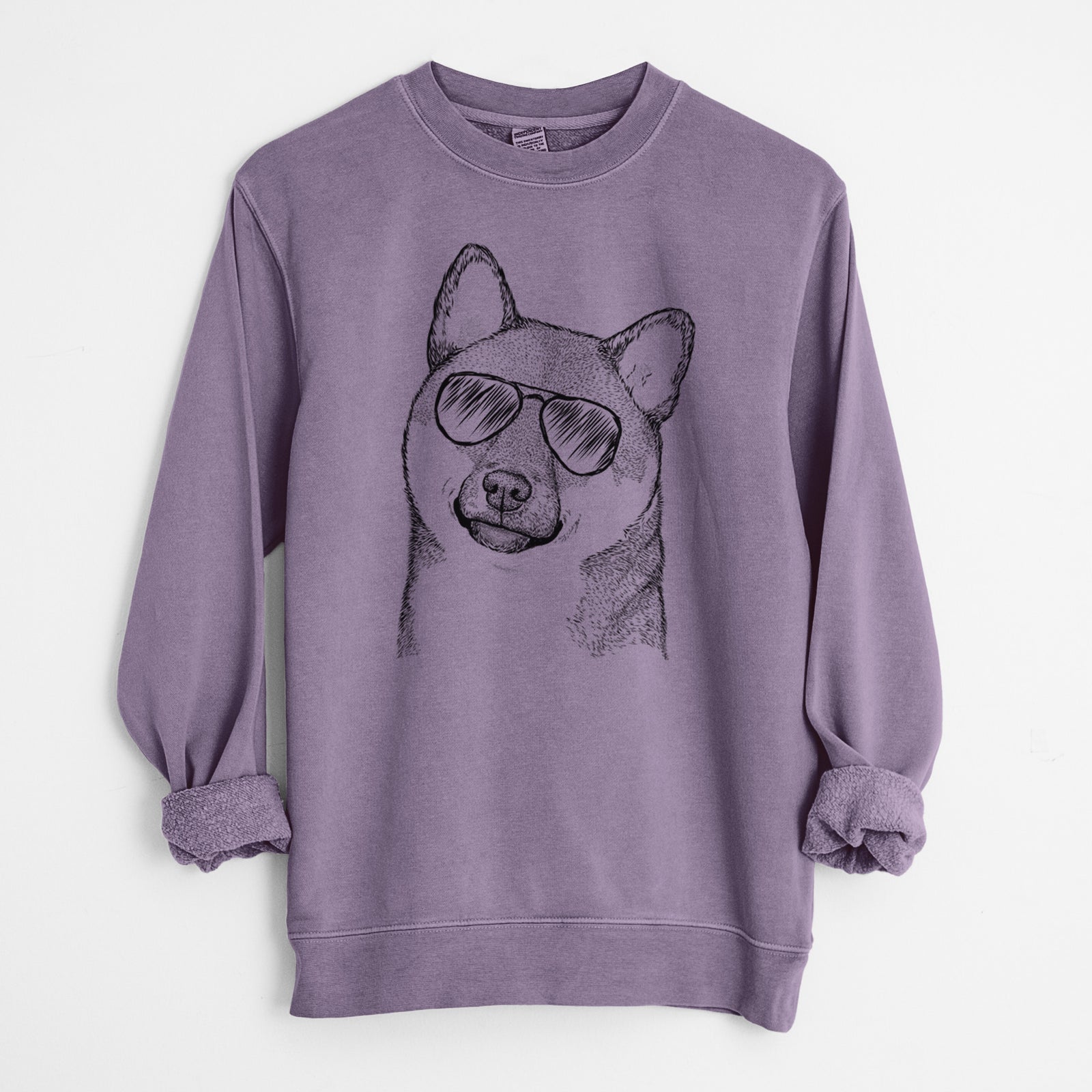 Aviator Yakuza the Shiba Inu - Unisex Pigment Dyed Crew Sweatshirt