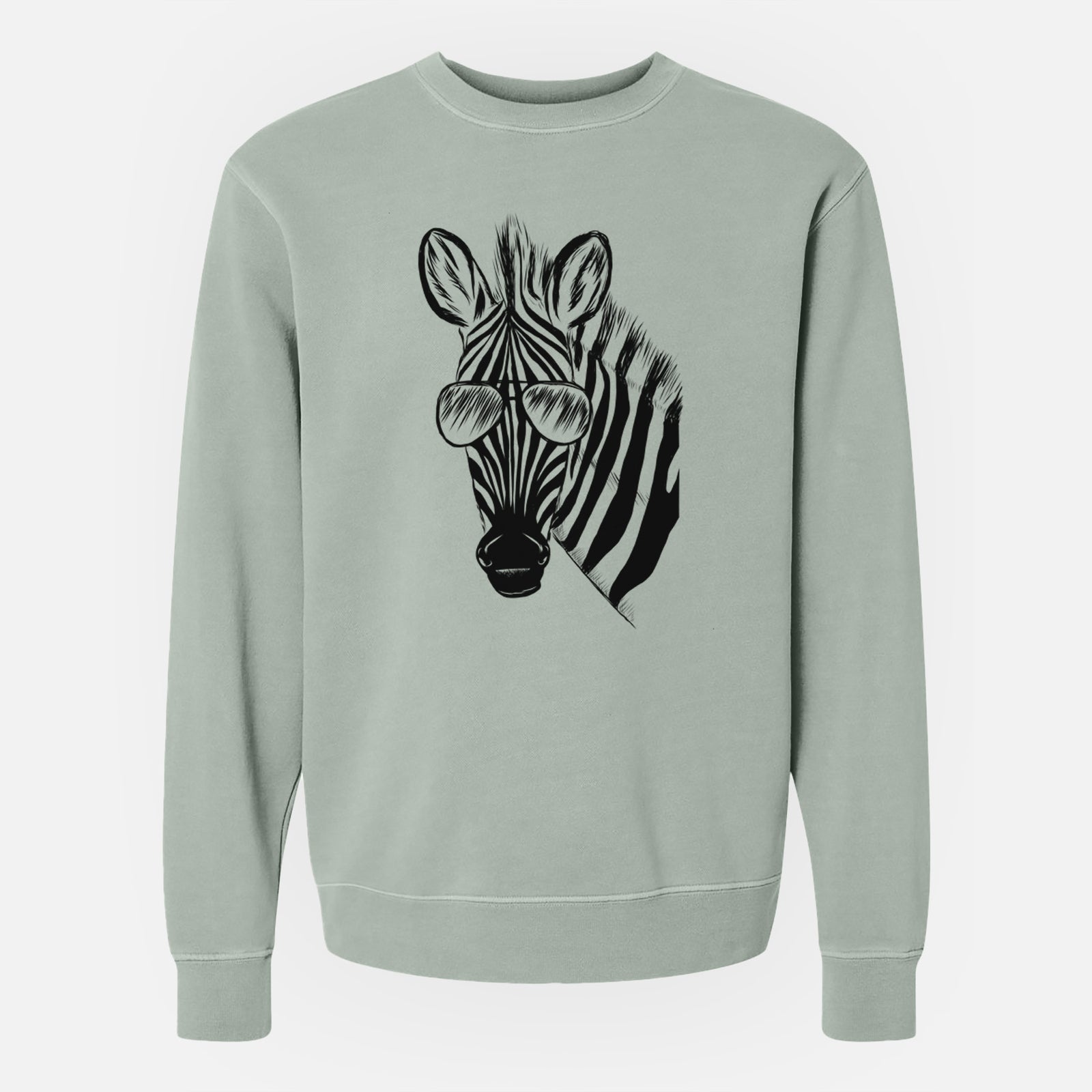 Aviator Zed the Zebra - Unisex Pigment Dyed Crew Sweatshirt