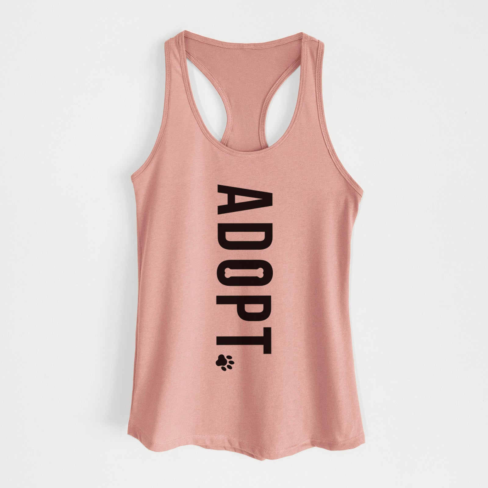 'Adopt' design on a Desert Pink Women's racerback tanktop
