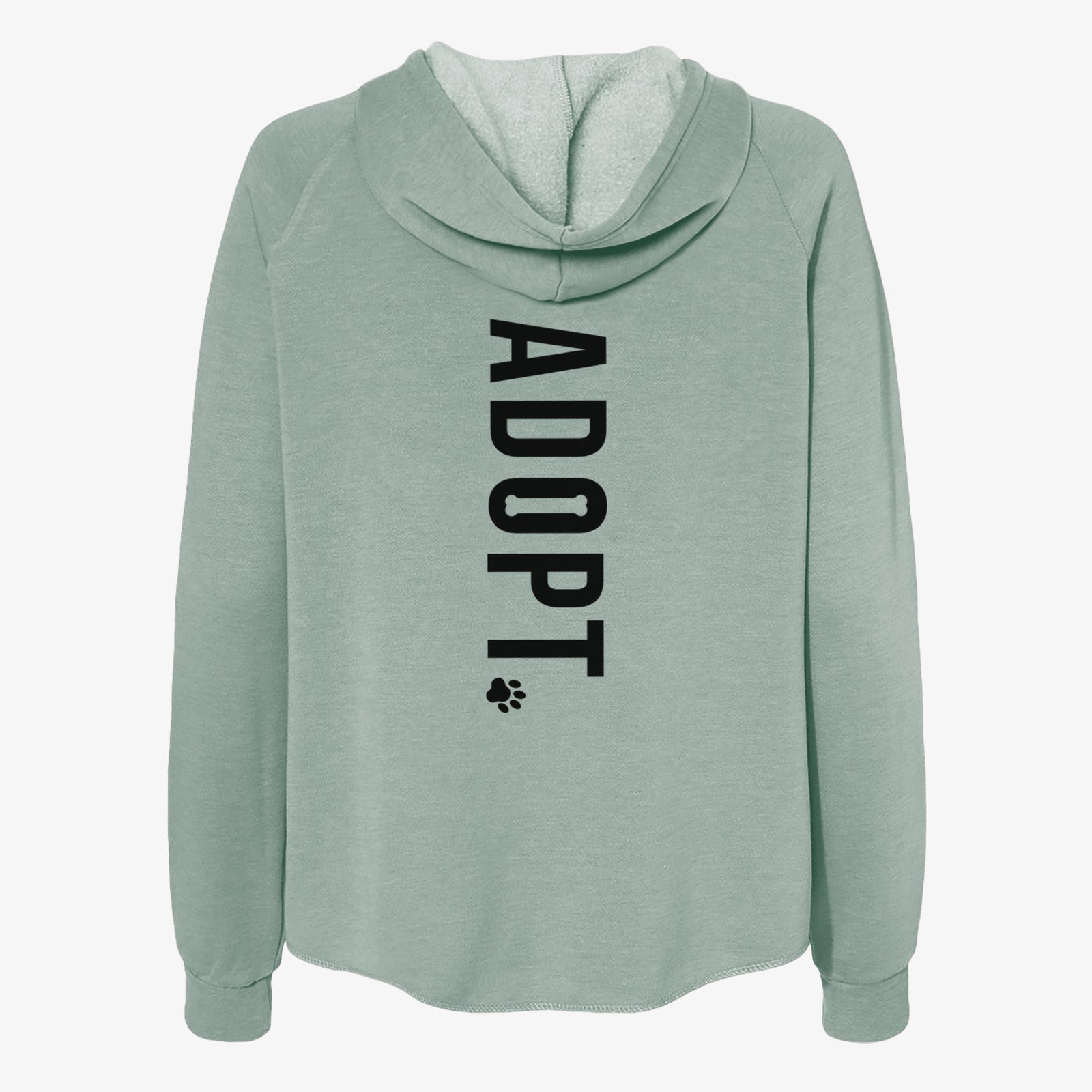 'Adopt' design on a Sage Women's cali wave zip-up sweatshirt