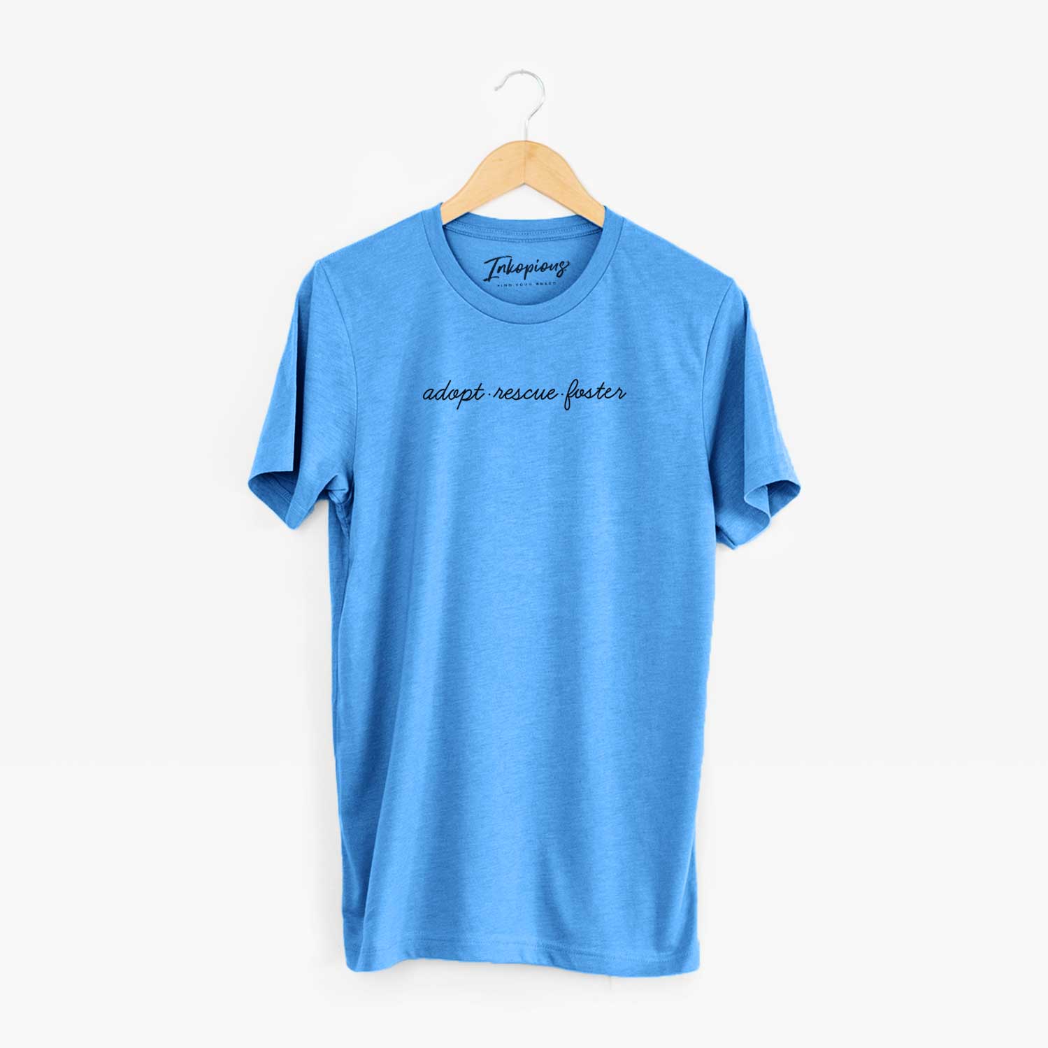 'Adopt - Rescue - Foster' design on a Blue Unisex crewneck