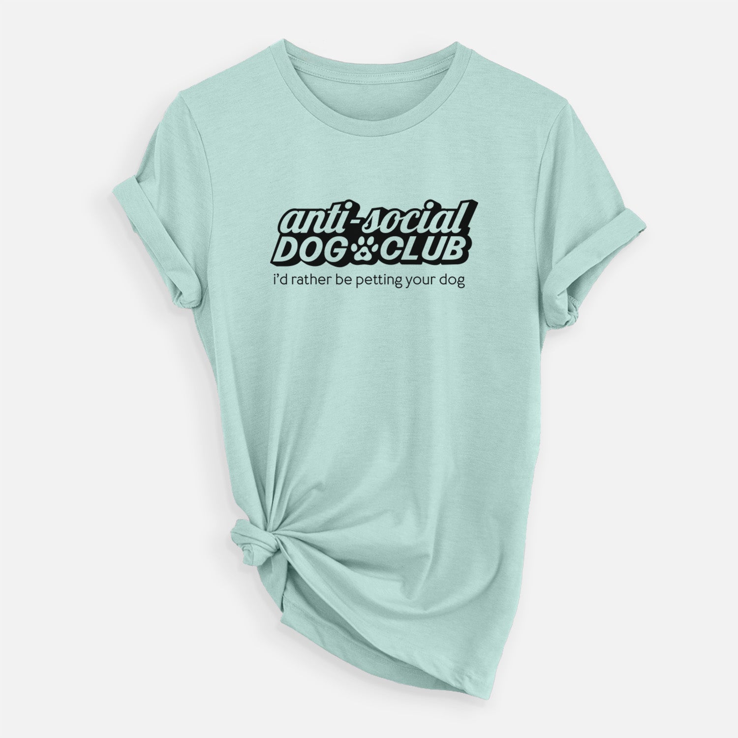 'Anti Social Dog Club' design on a Heather Sage Unisex crewneck