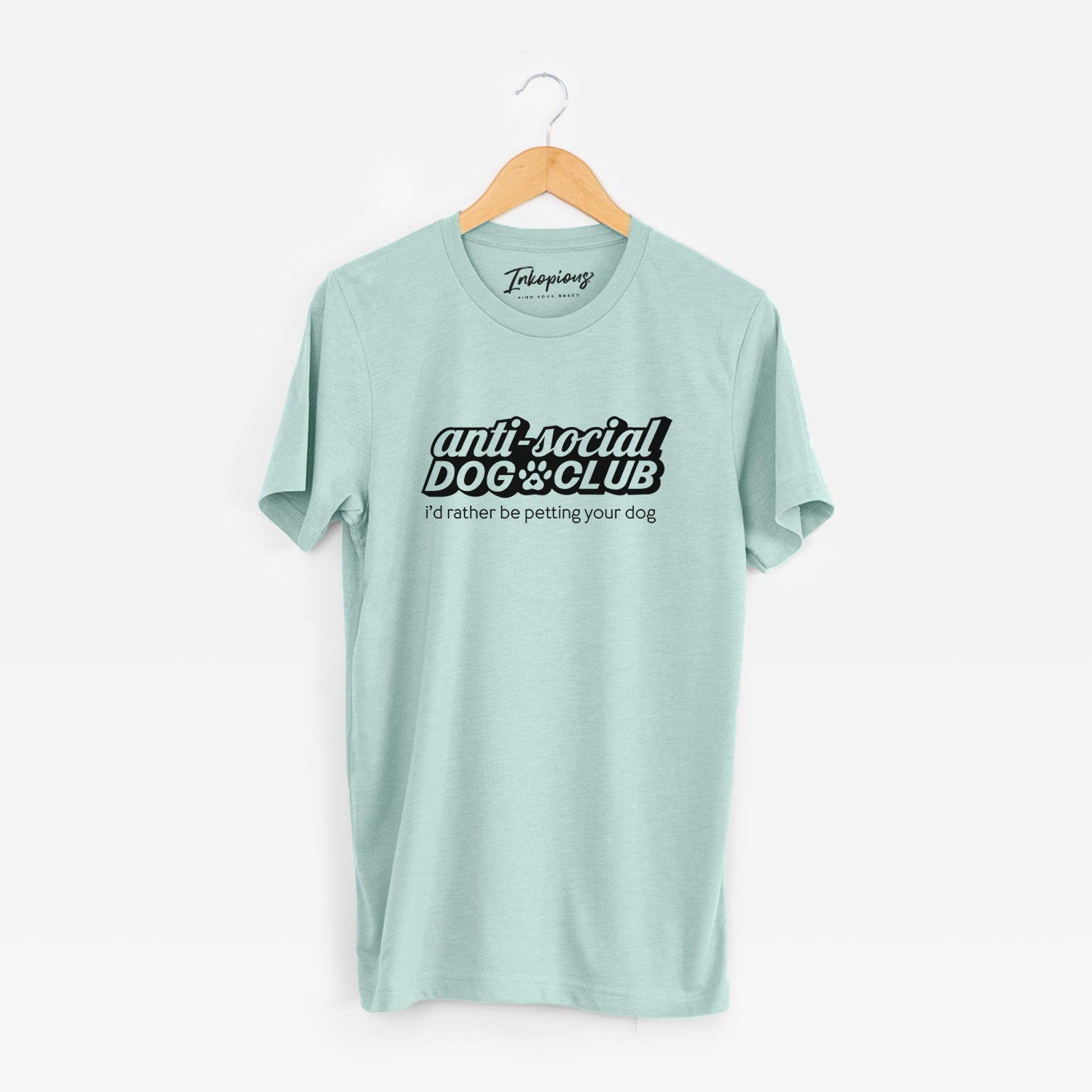 'Anti Social Dog Club' design on a Heather Sage Unisex crewneck