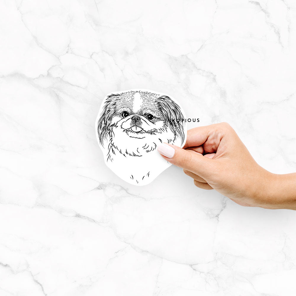 Hand-drawn sketch of Abra Bean the Pekingese on an Abra Bean Pekingese decal sticker