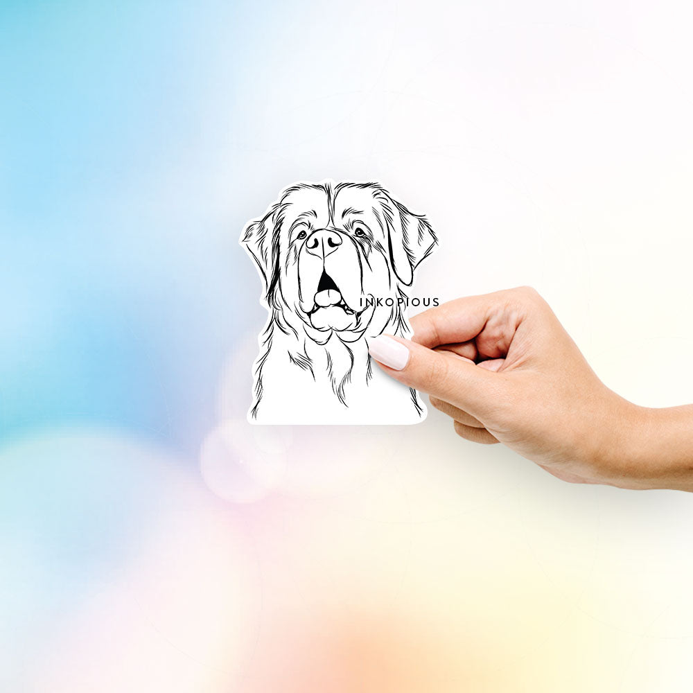 Hand-drawn sketch of Atlas the Saint Bernard on a Sticker decal sticker