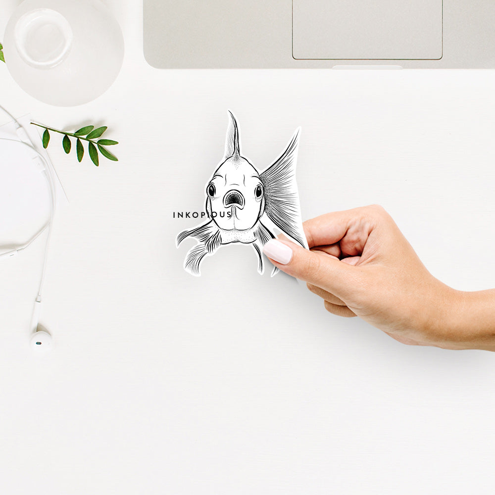 Hand-drawn sketch of Beefcake the Goldfish on a decal sticker