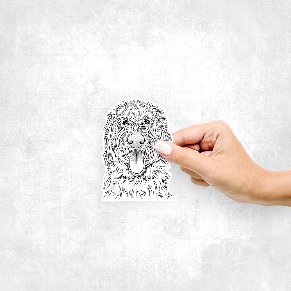 Hand-drawn sketch of Bennett the Doodle on a decal sticker
