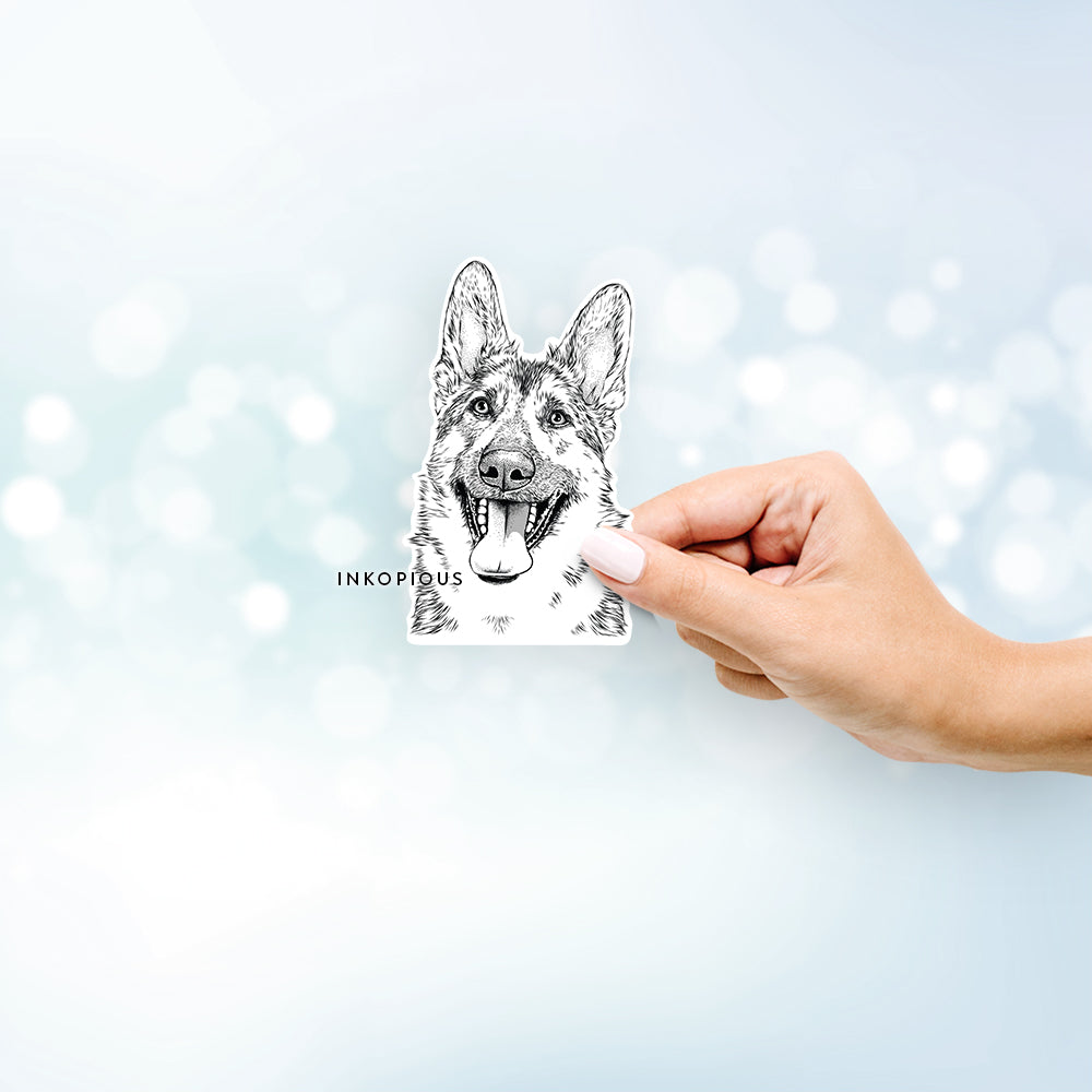 Hand-drawn sketch of Benson the German Shepherd on a Sticker decal sticker
