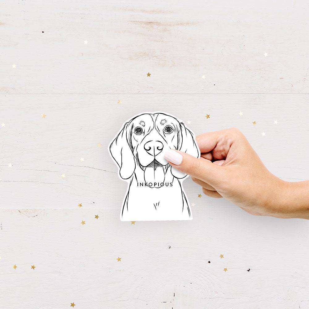 Hand-drawn sketch of Bogie the Beagle on a decal sticker