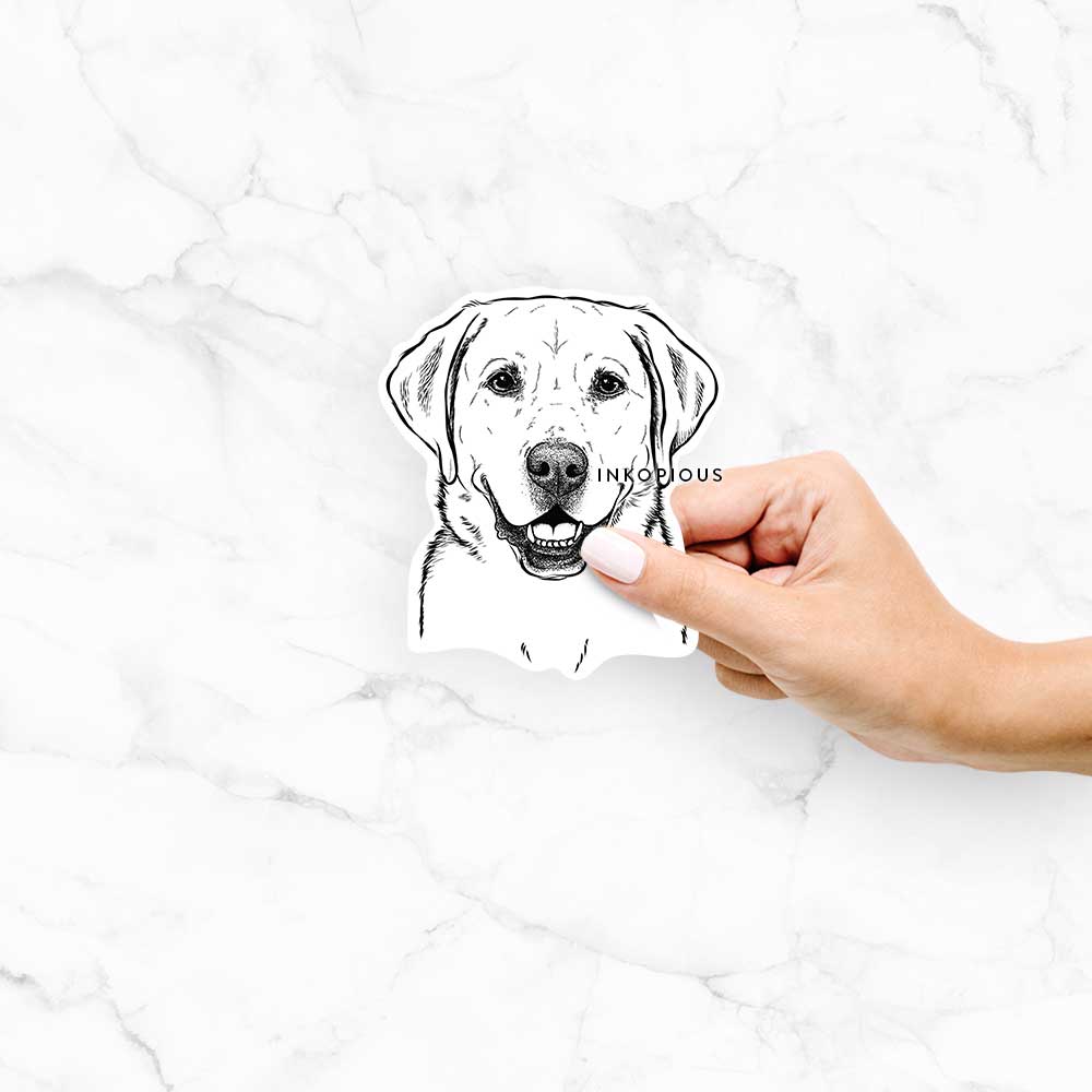 Hand-drawn sketch of Booney the Labrador Retriever on a Booney Lab decal sticker
