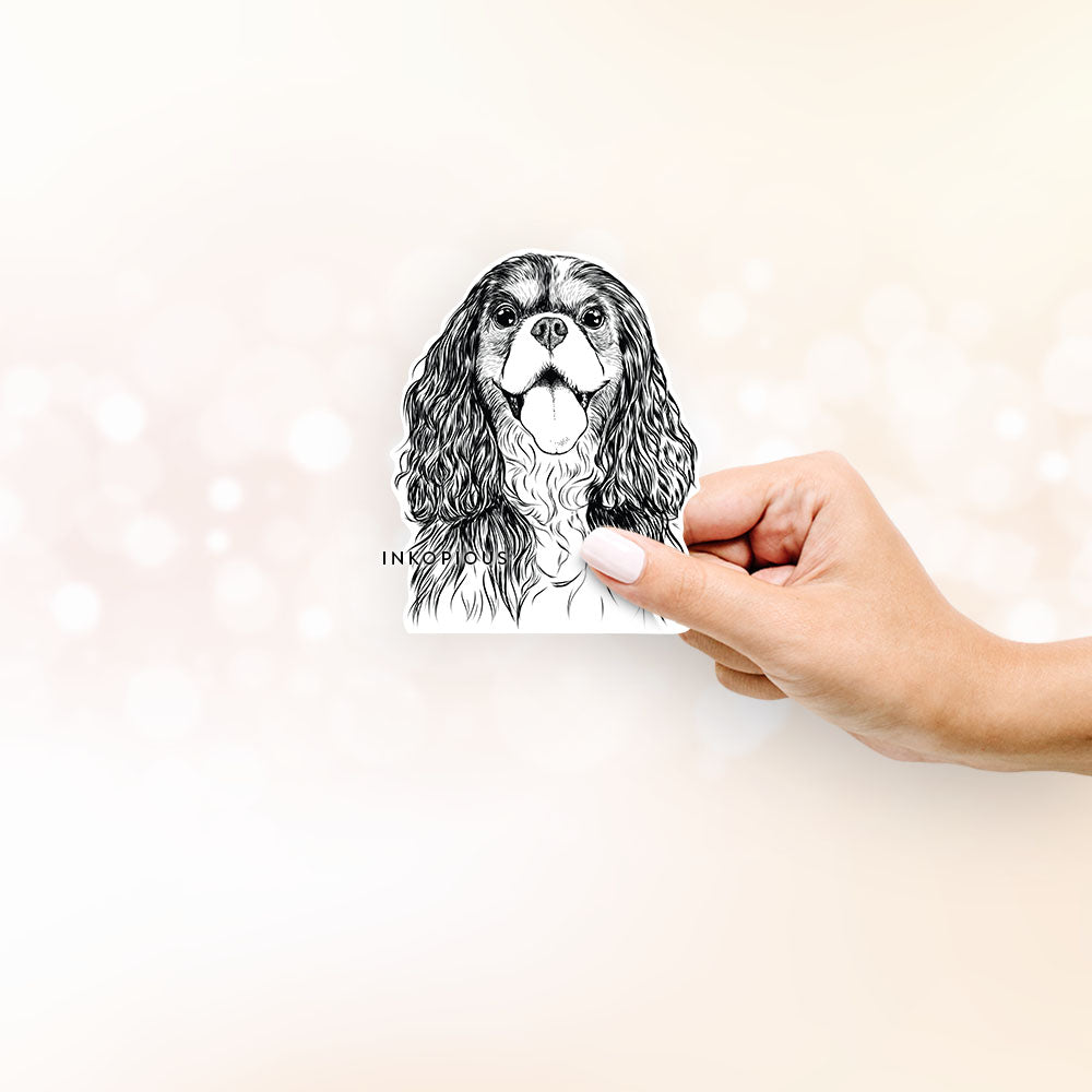 Hand-drawn sketch of Brandy the Cavalier King Charles Spaniel on a Sticker decal sticker