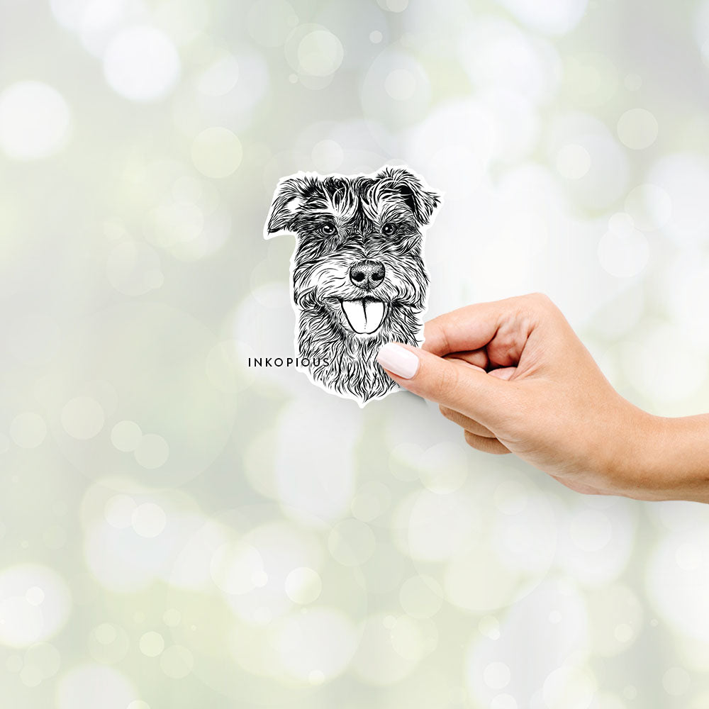 Hand-drawn sketch of Buster the Schnoodle on a Sticker decal sticker
