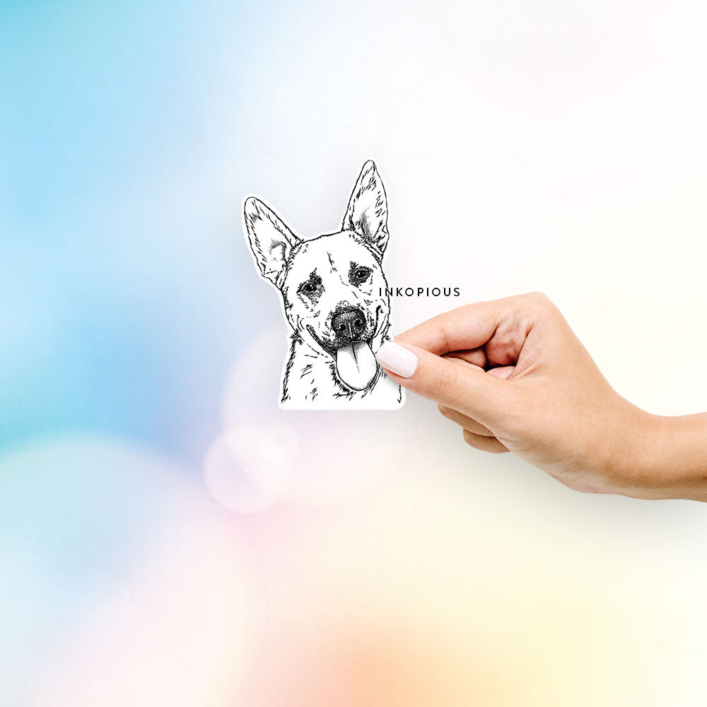 Hand-drawn sketch of Charlie the Mixed Breed on a Charlie Mix decal sticker