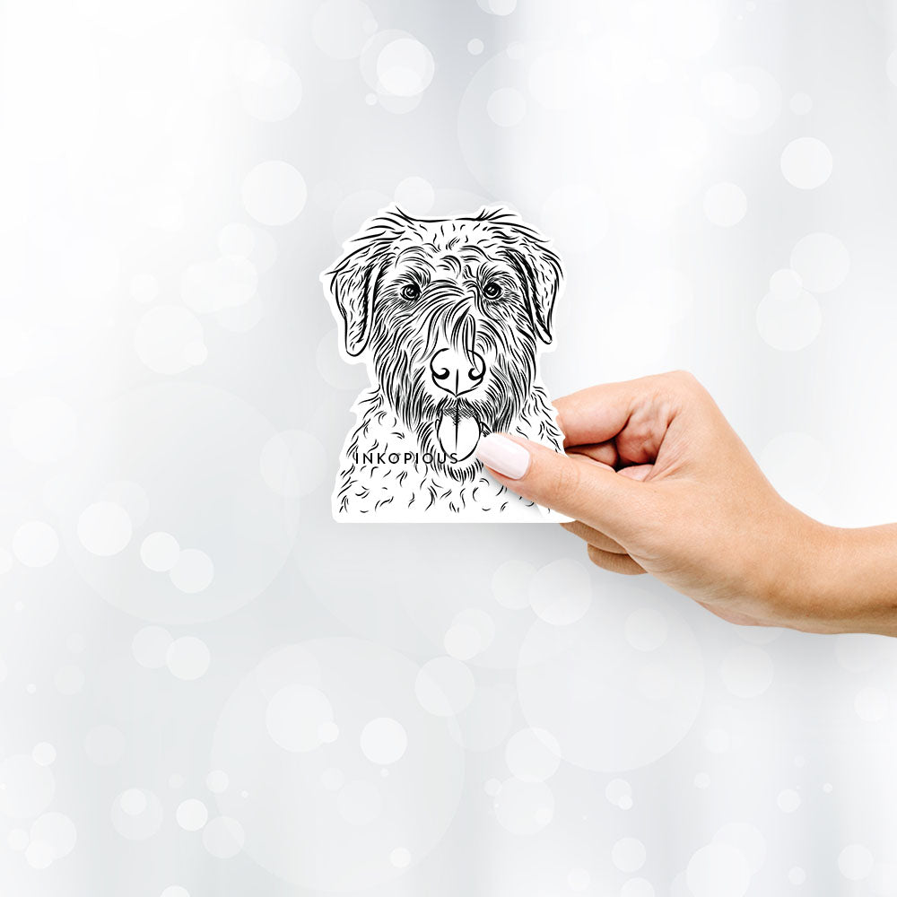 Hand-drawn sketch of Chester the Soft Coated Wheaten Terrier on a Sticker decal sticker