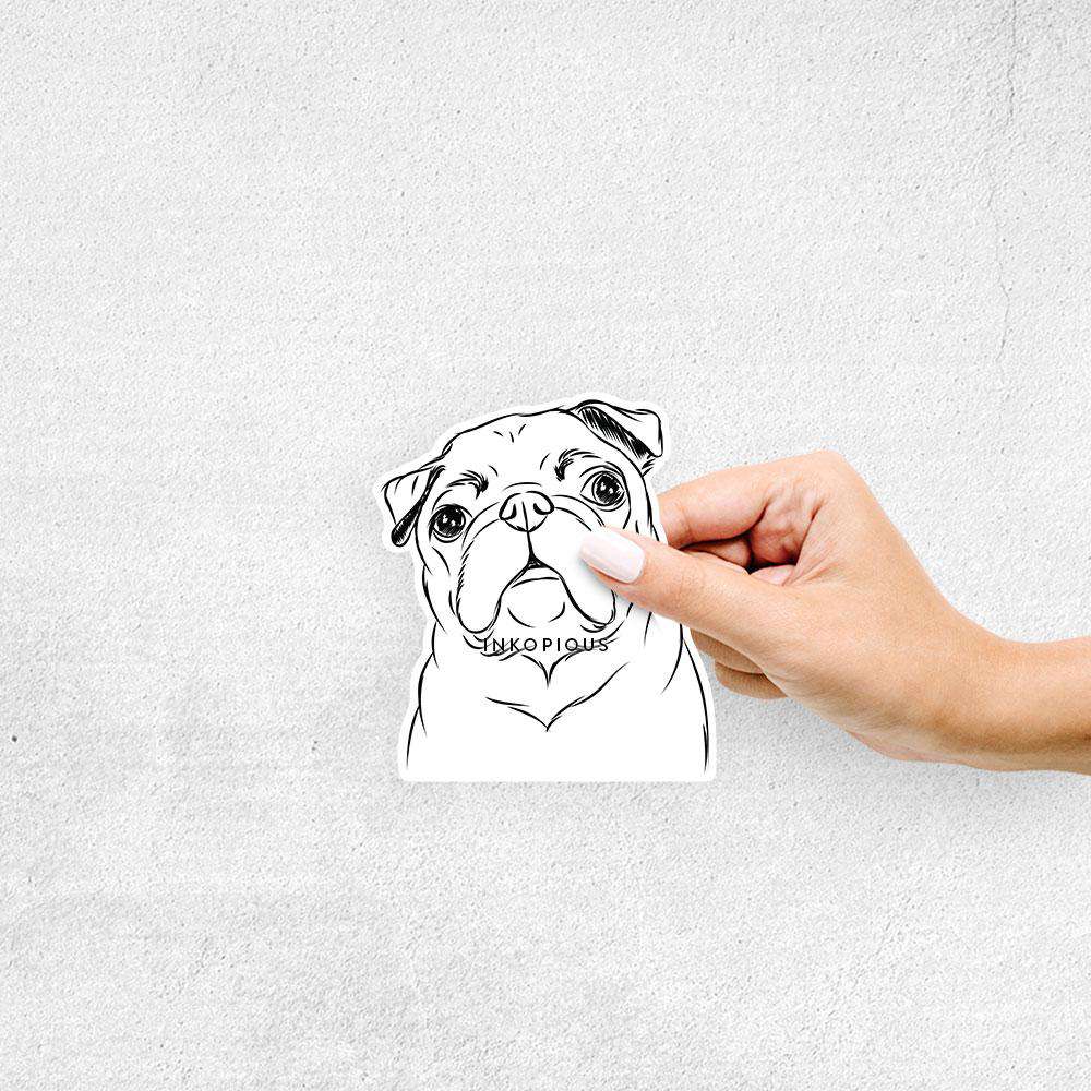 Hand-drawn sketch of Darling Chloe the Pug on a Dar Chloe decal sticker