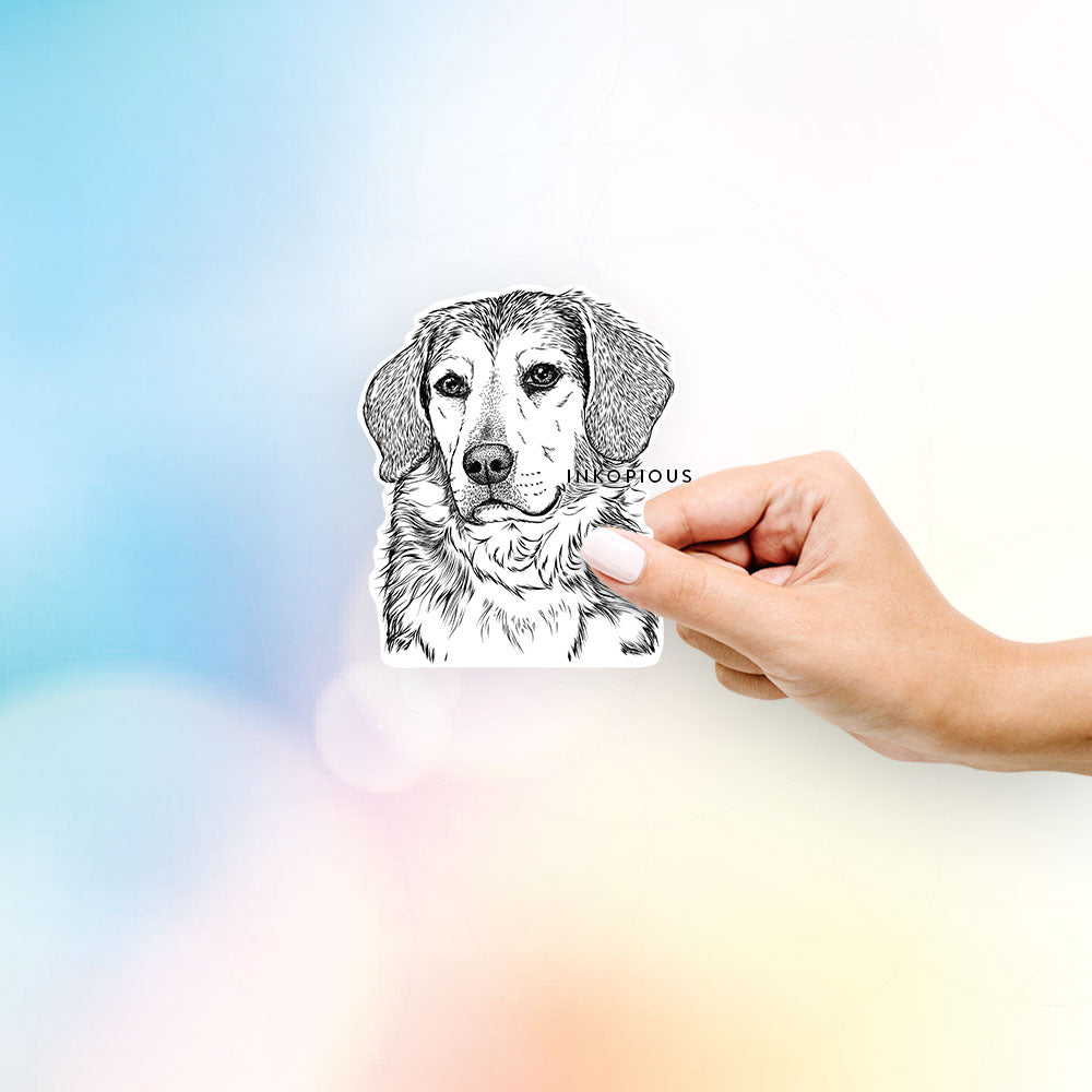 Hand-drawn sketch of Gunner the Mixed Breed on a Gunner Mix decal sticker