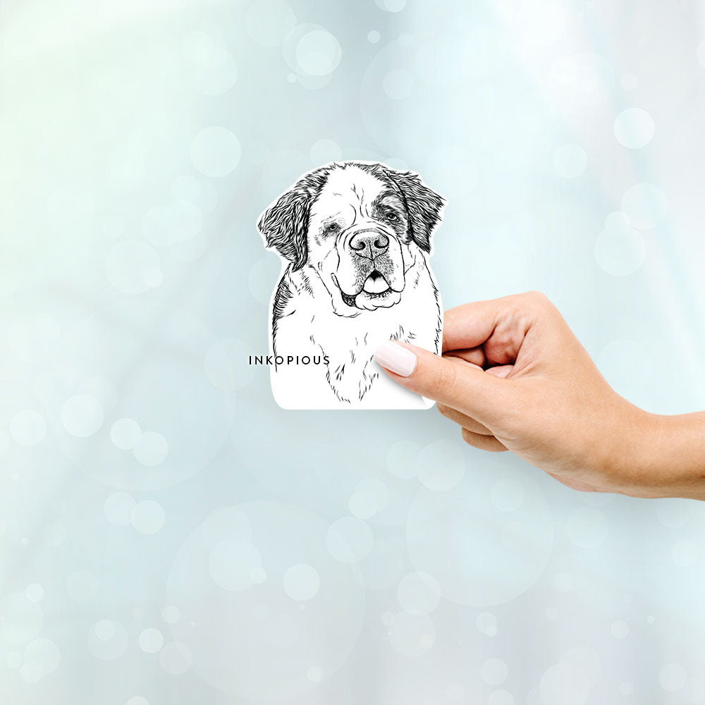 Hand-drawn sketch of Hook the Saint Bernard on a Sticker decal sticker