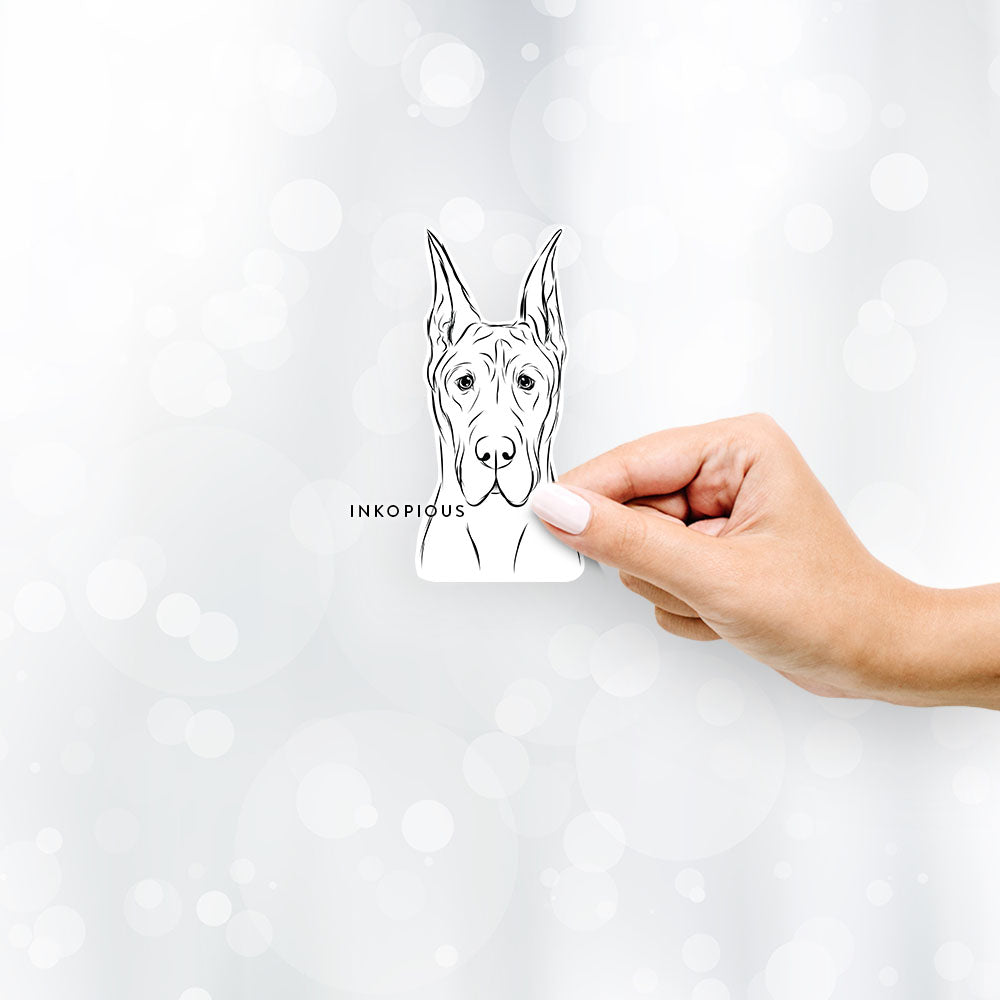 Hand-drawn sketch of Jude the Great Dane on a Sticker decal sticker
