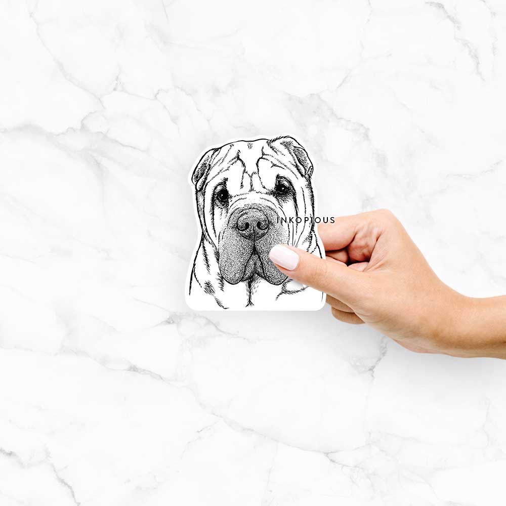 Hand-drawn sketch of Lilly the Shar Pei on a Lily Shar Pei decal sticker