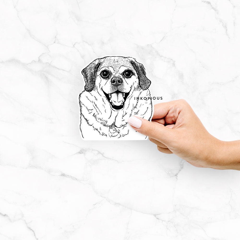 Hand-drawn sketch of LIttle Man the Puggle on a Little Man Puggle decal sticker