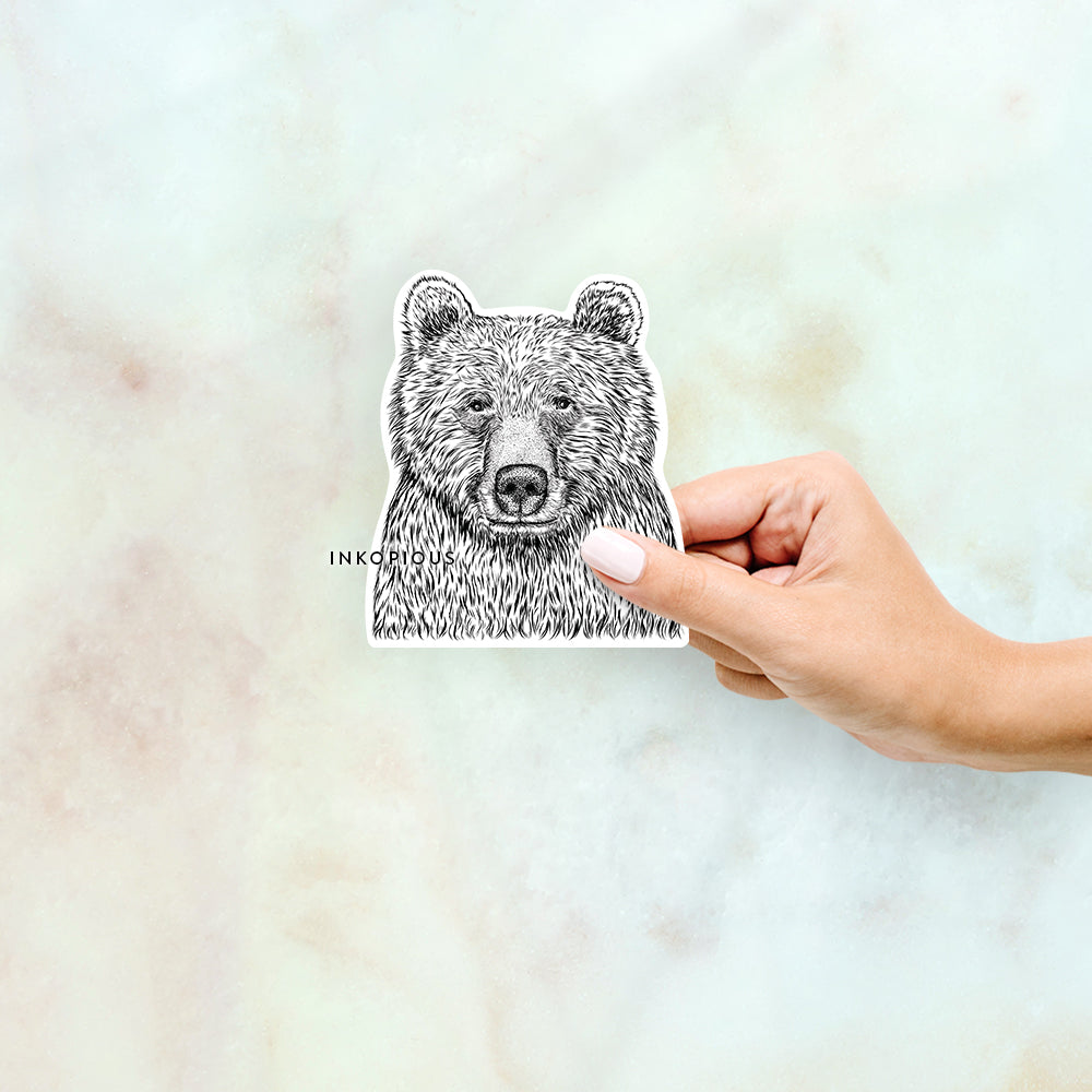Hand-drawn sketch of Mama Bear the Grizzly Bear on a Sticker decal sticker