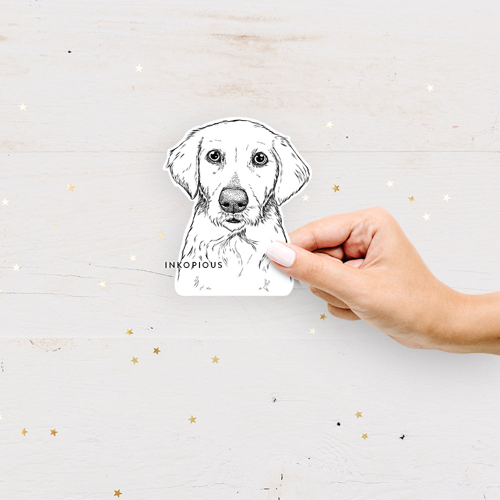 Hand-drawn sketch of Marley Sue the Labradoodle on a Sticker decal sticker