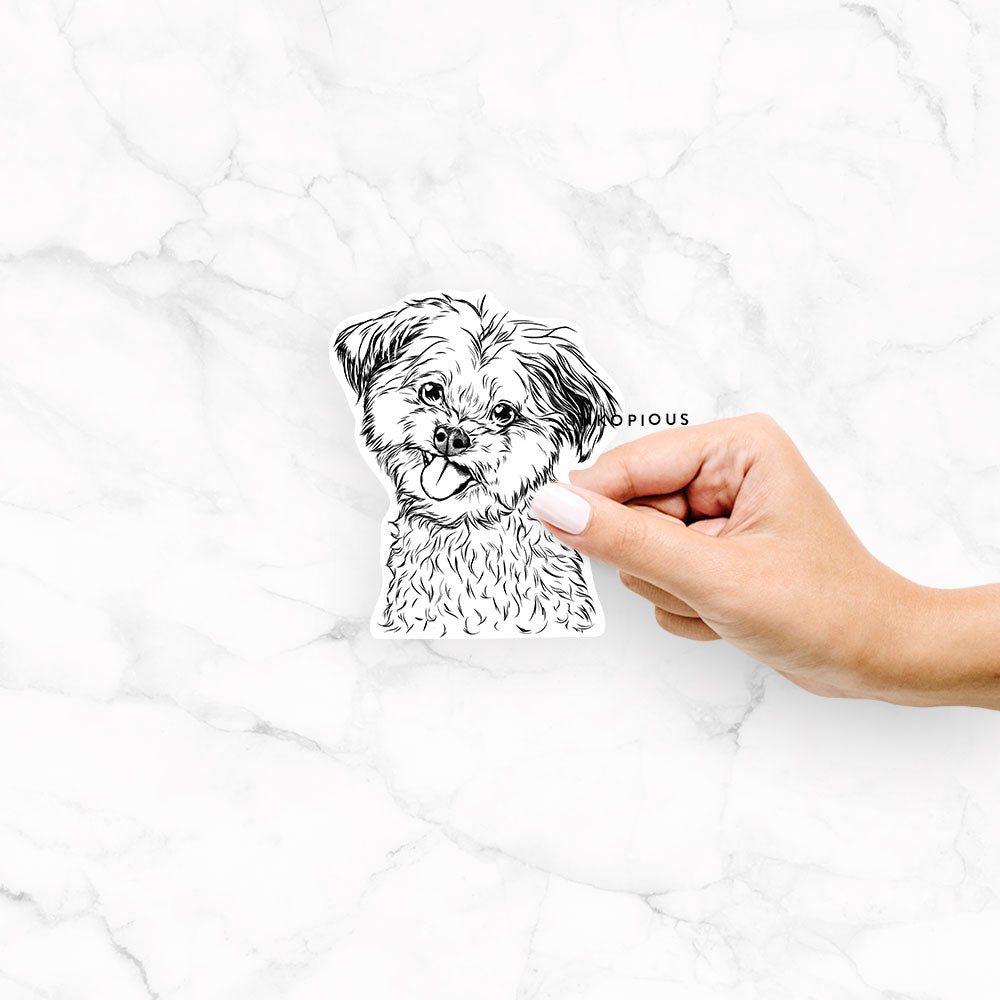 Hand-drawn sketch of Puff the Malshi on a Puff Malshi decal sticker