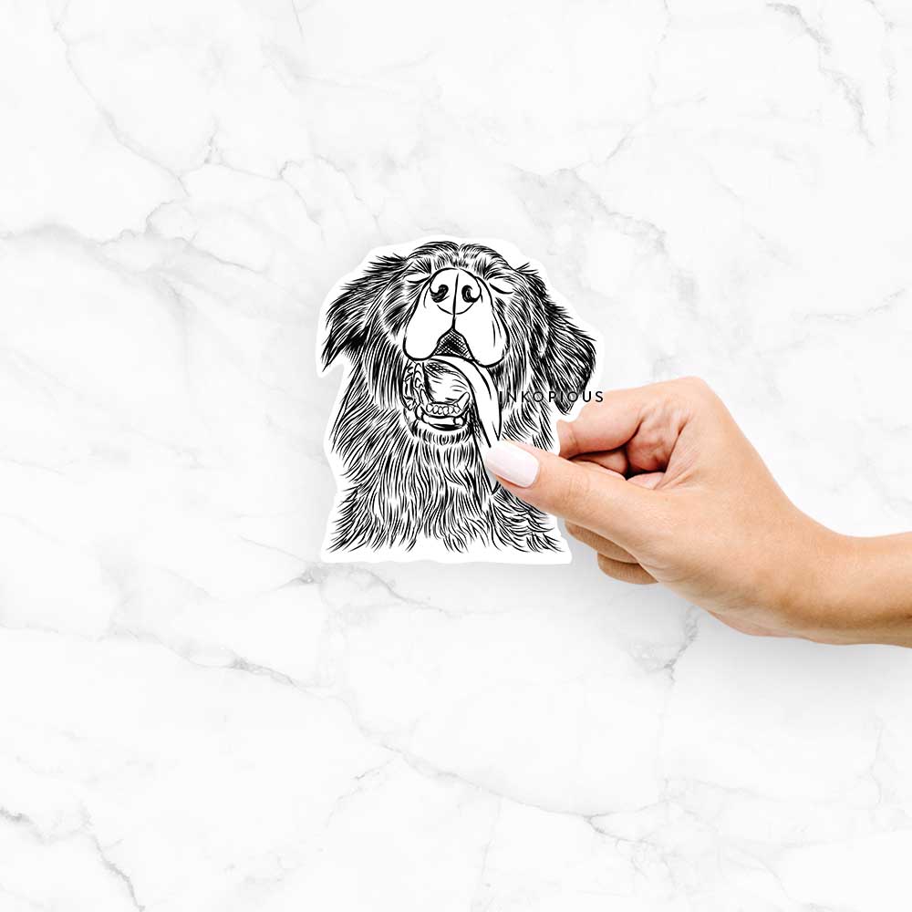 Hand-drawn sketch of Quint the Mixed Breed on a decal sticker