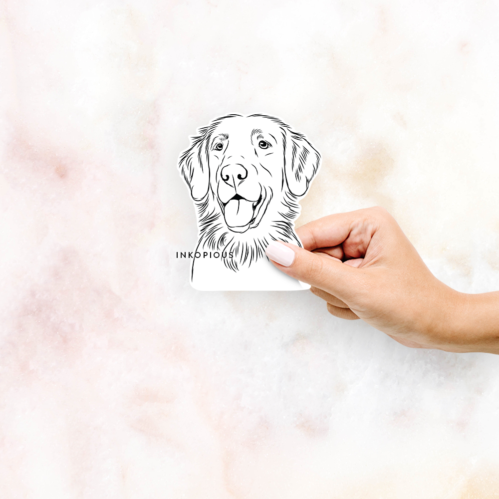 Hand-drawn sketch of Raisin the Flat-Coated Retriever on a Sticker decal sticker