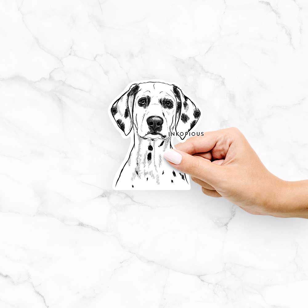 Hand-drawn sketch of Riot the Dalmatian on a Riot Dalmatian decal sticker