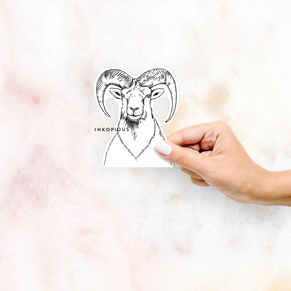Hand-drawn sketch of Rod the Ram on a decal sticker
