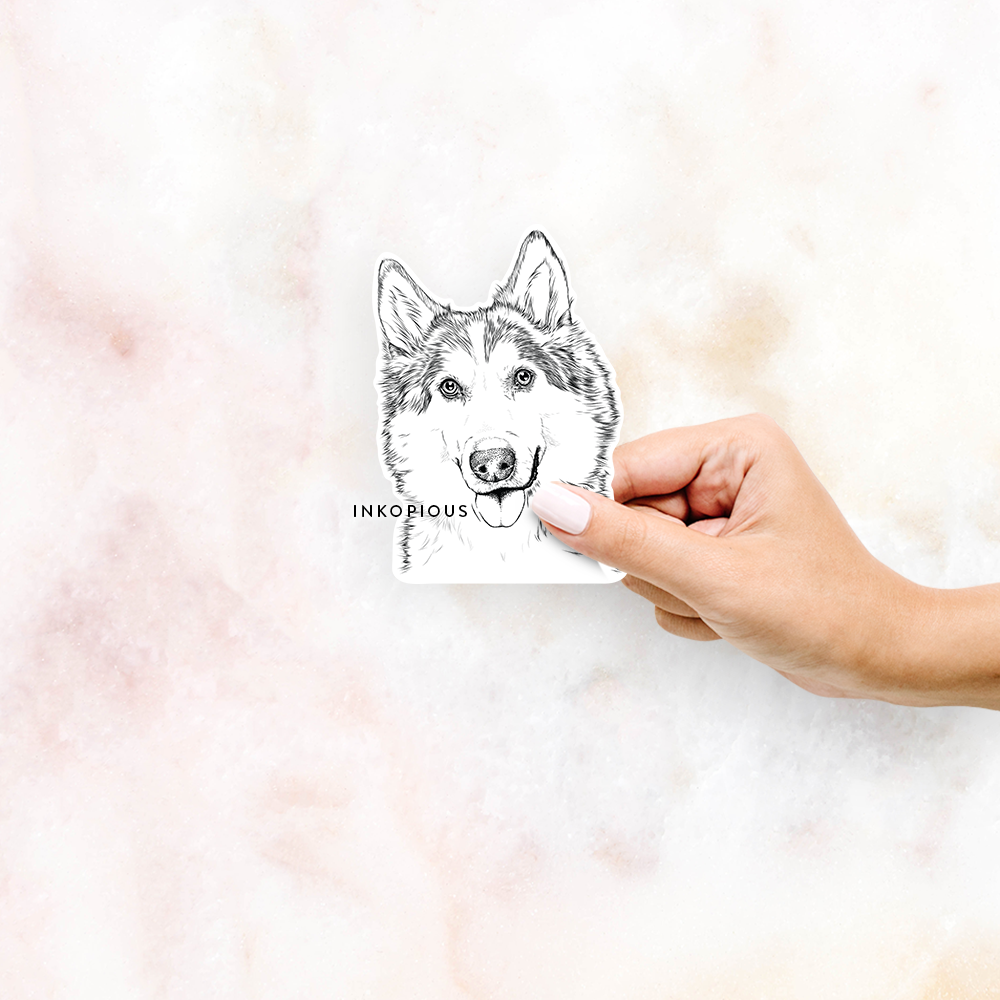 Hand-drawn sketch of Roshi the Mixed Breed on a Sticker decal sticker