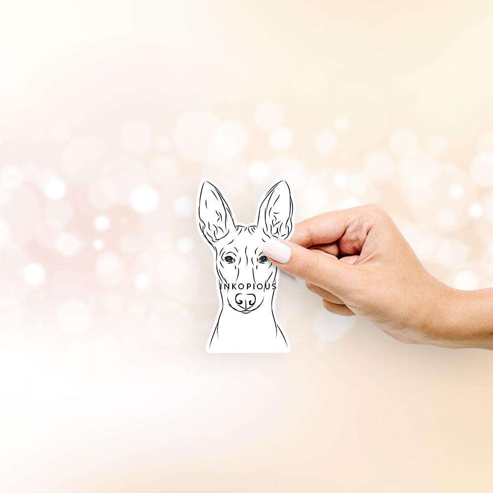 Hand-drawn sketch of Ruadh the Pharaoh Hound on a decal sticker