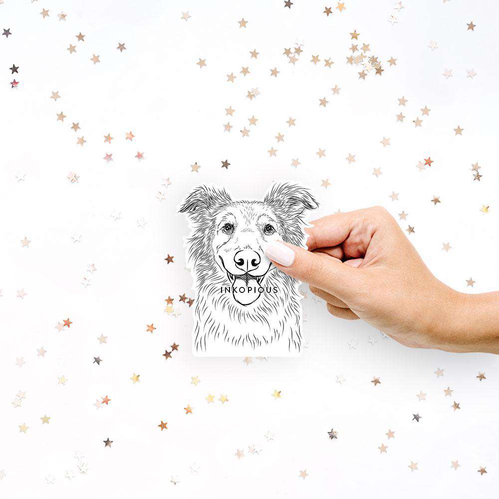 Hand-drawn sketch of Ruxtin the Shepherd Mix on a decal sticker
