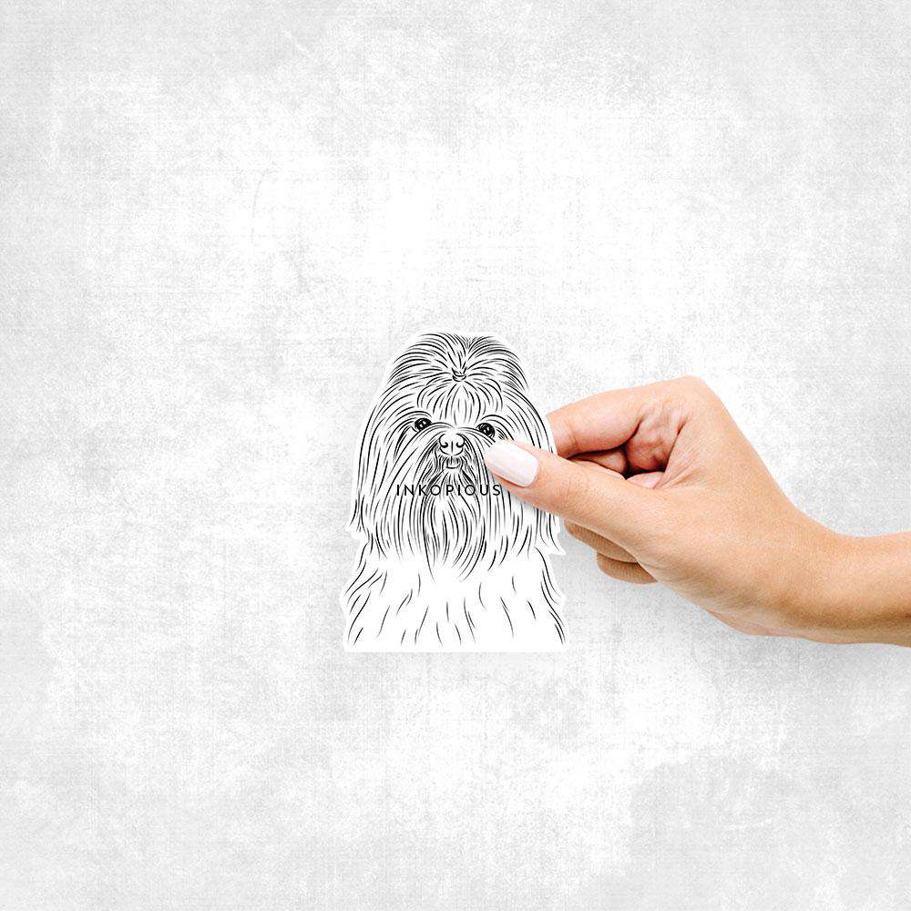 Hand-drawn sketch of Sabine the Shih Tzu on a decal sticker