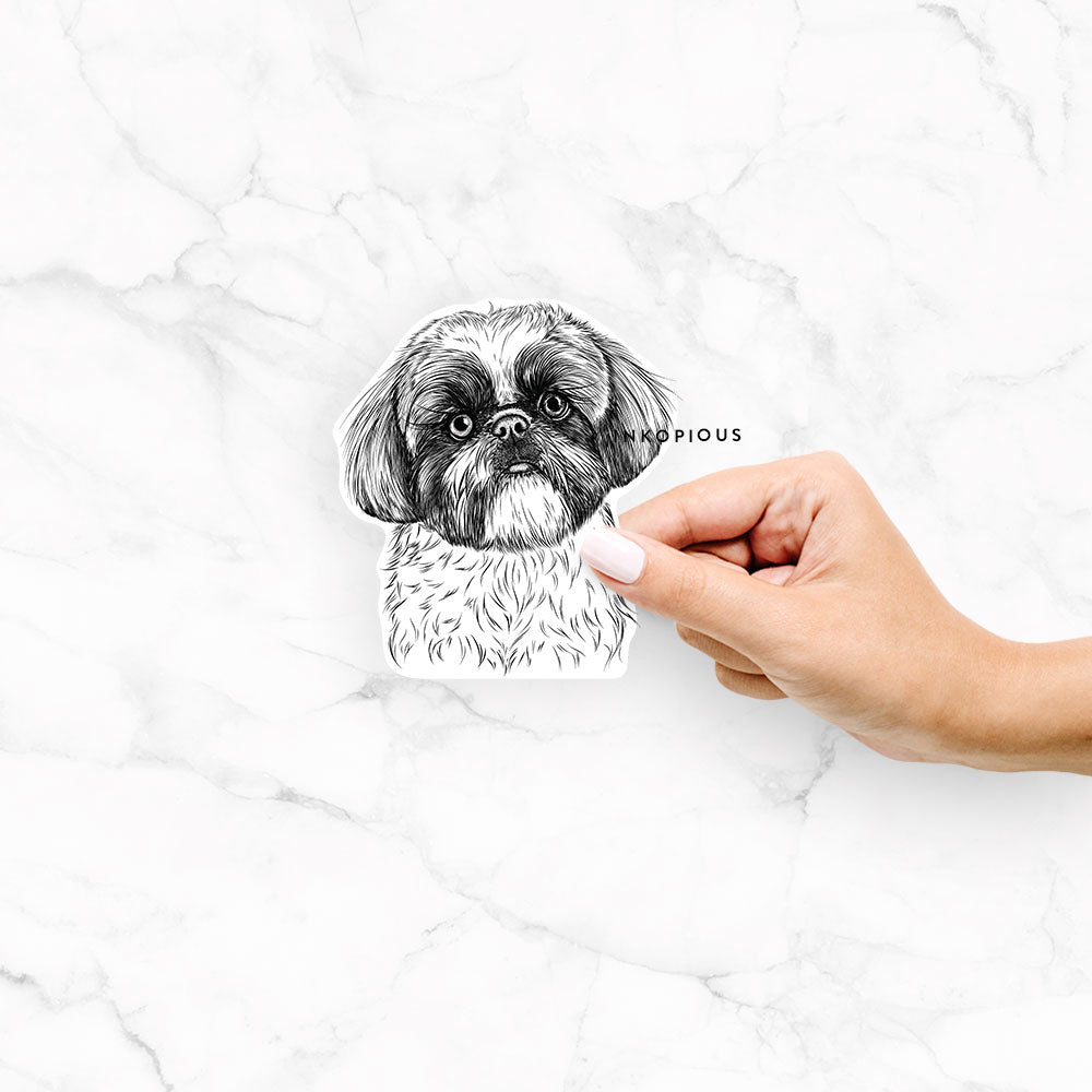 Hand-drawn sketch of Simon the Shih Tzu on a Simon Shih Tzu decal sticker