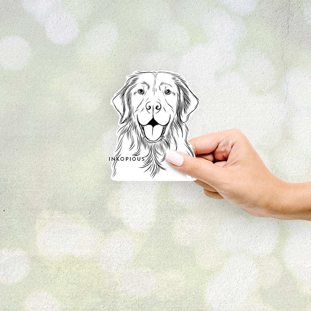 Hand-drawn sketch of Sunny the Golden Retriever on a Sticker decal sticker