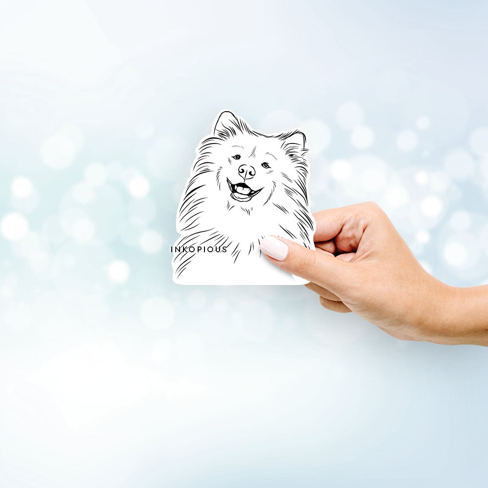 Hand-drawn sketch of Tillie the Samoyed on a Sticker decal sticker