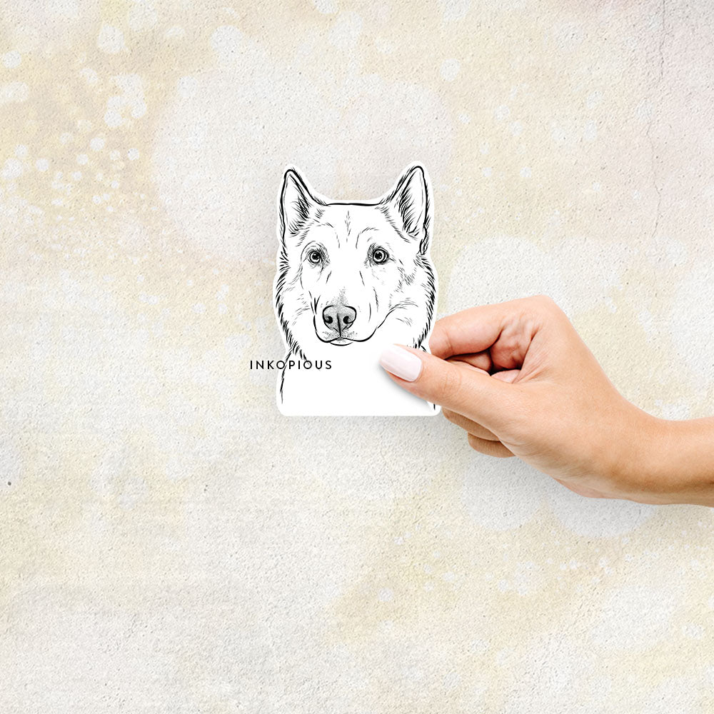 Hand-drawn sketch of Vox the Husky on a Sticker decal sticker