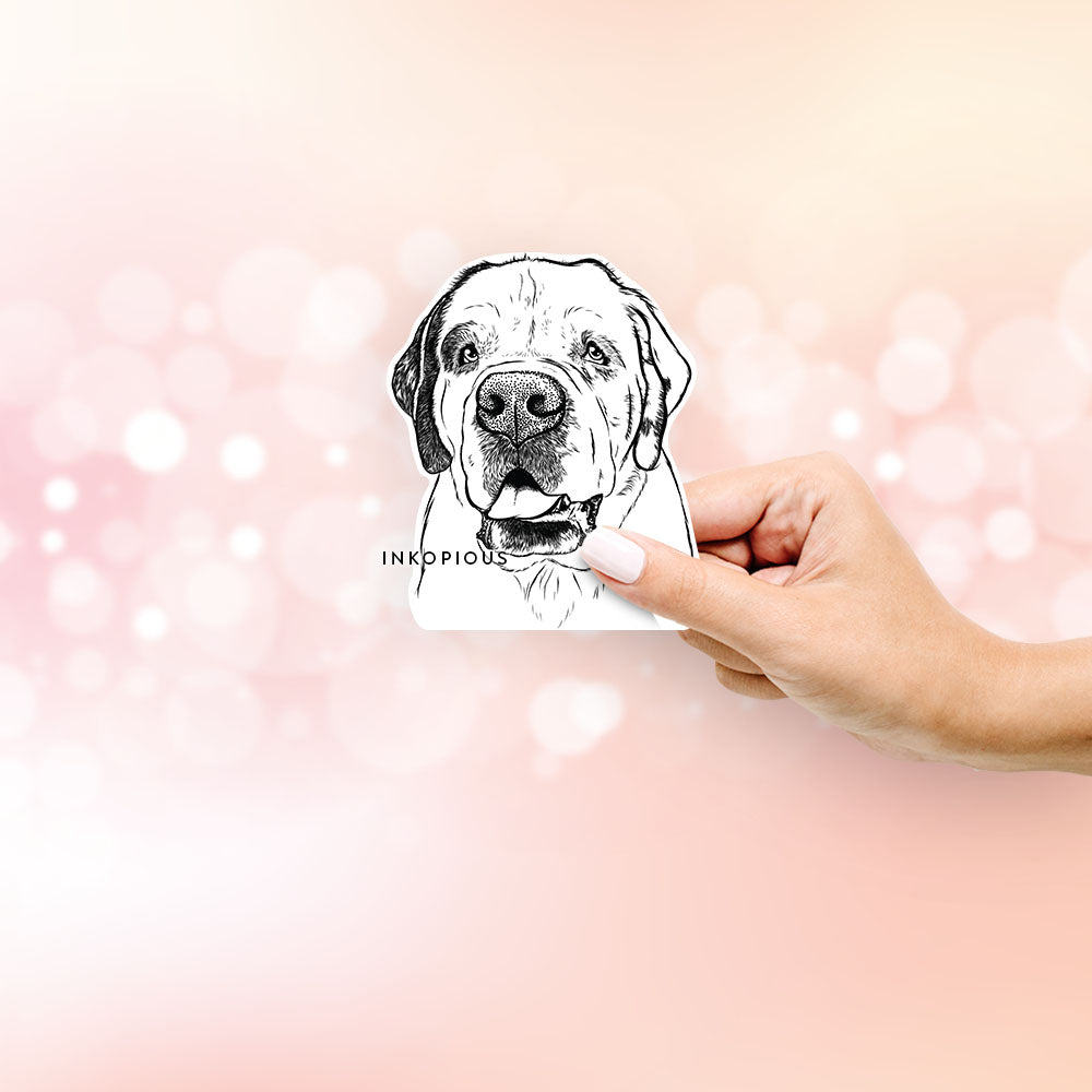 Hand-drawn sketch of Wendy the Saint Bernard on a Sticker decal sticker