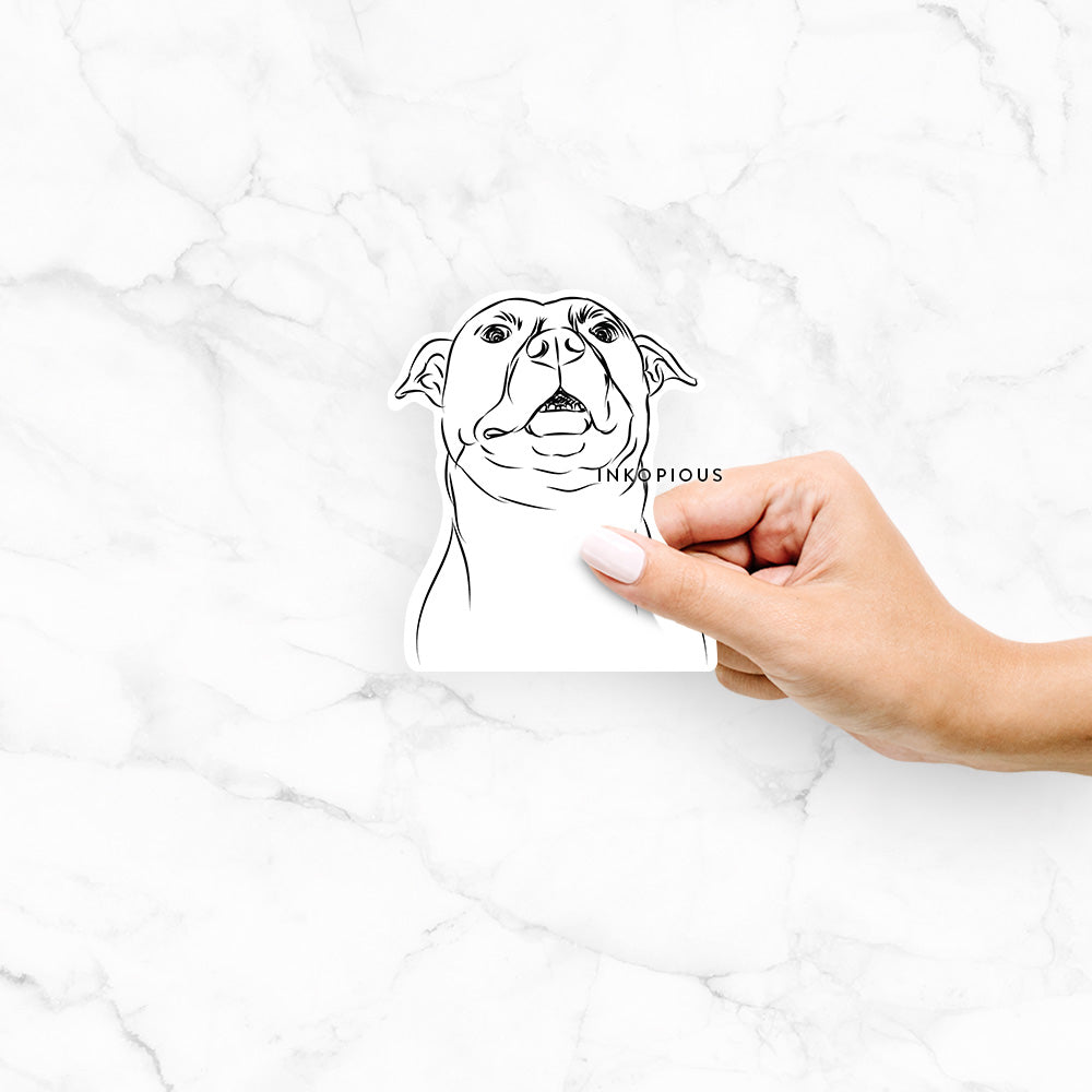 Hand-drawn sketch of Zada the Pitbull on a decal sticker