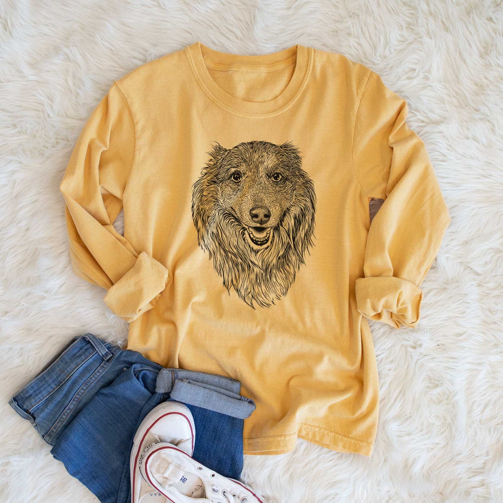 Bare Addie the Collie Mix - Heavyweight 100% Cotton Long Sleeve