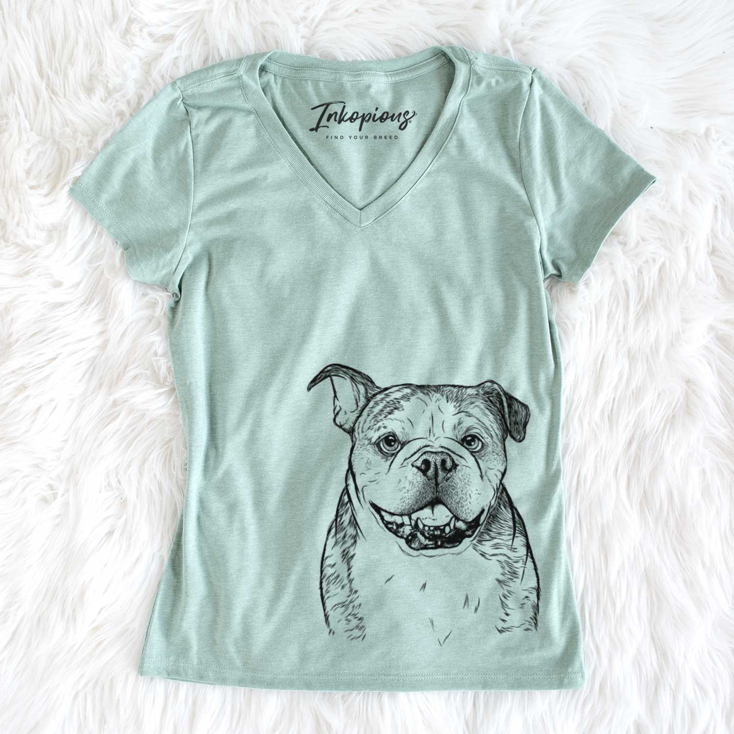 Bare Agatha the Boston Bulldog - Women's V-neck Shirt